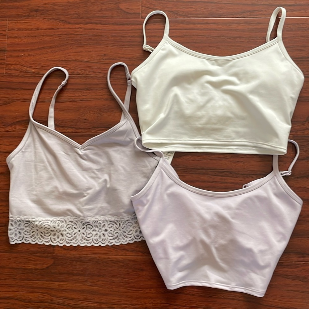NWT Bundle of 3 Victoria’s Secret PINK & Old Navy Shelf Bra Crop Top Tank Tops